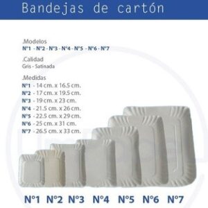 BANDEJAS DE CARTON TIGRE GRIS Nº 1,2,3,4,5,6,7 PAQ X 100 UNIDADES