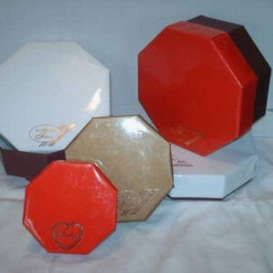 CAJAS DE BOMBONES OCTOGONALES (1/8 - 1/4 - 1/2 - 1KILO) ROJA KRAFT BLANCA OCRE