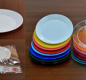 PLATO 17CM / 23CM MATERIAL PS (BLANCO/AMARILLO/CRISTAL/CELESTE)
