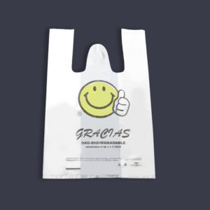 BOLSA CAMISETA 30 X 40 CARITA SONRISA BTO X 20 PAQUETES
