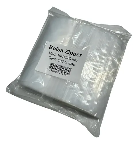 BOLSAS ZIPPER T "60" 15 x 20 / PAQUETE X 100 UNIDADES